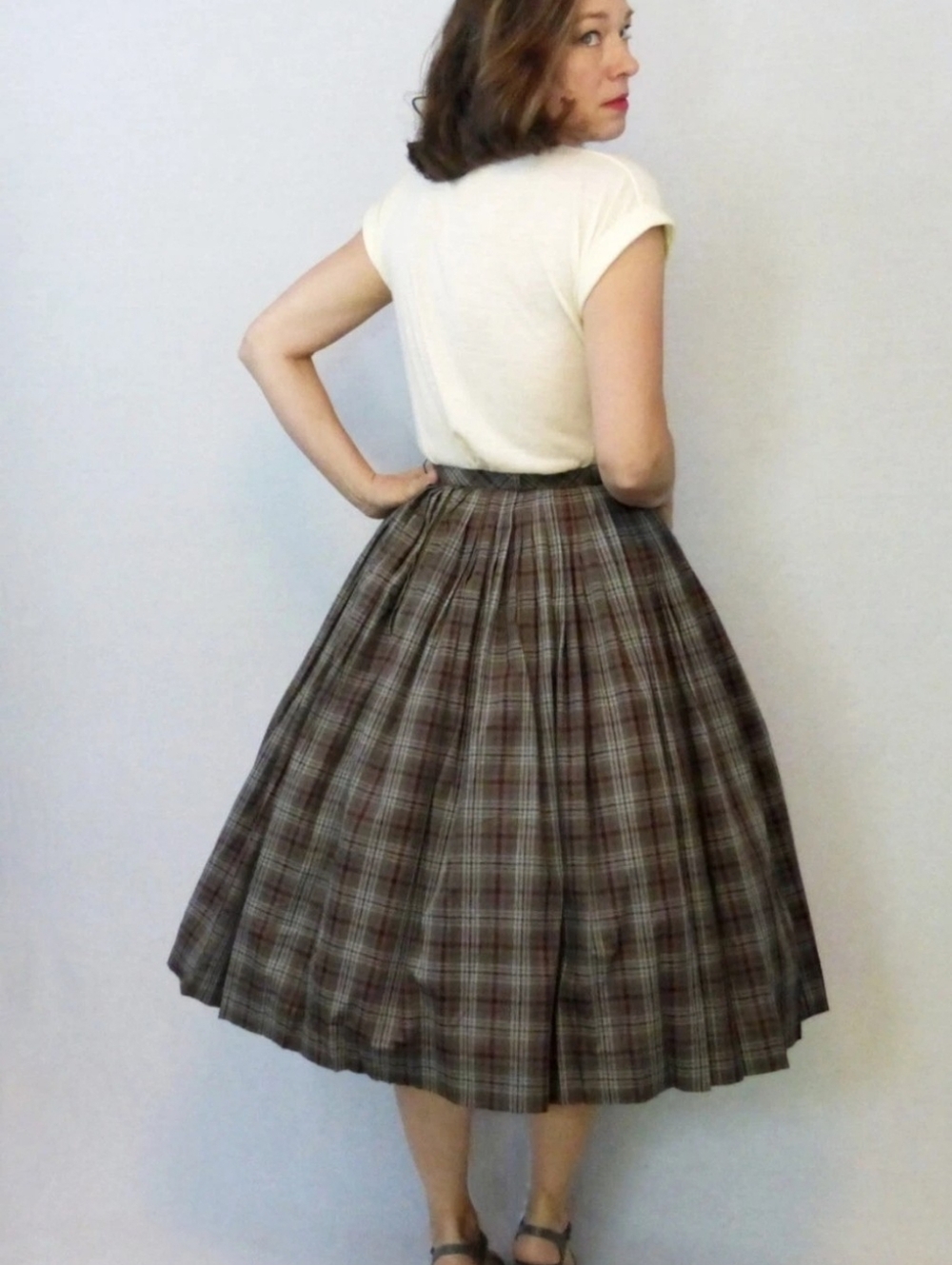 Vintage Bobbie Brooks Plaid Skirt S/M 100% Washable Cotton